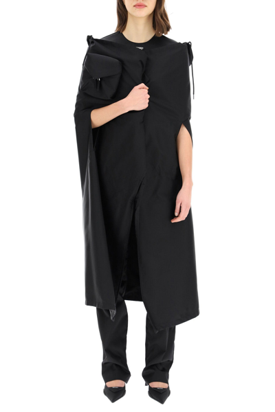 Shop Prada Re-nylon Gabardine Cape In Nero