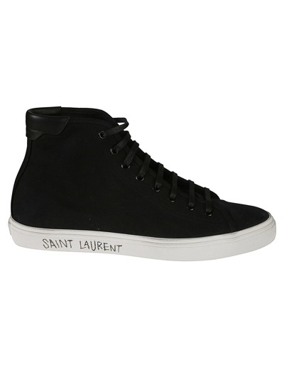 Shop Saint Laurent Court Classic Mid-top Malibu Sneakers In Black
