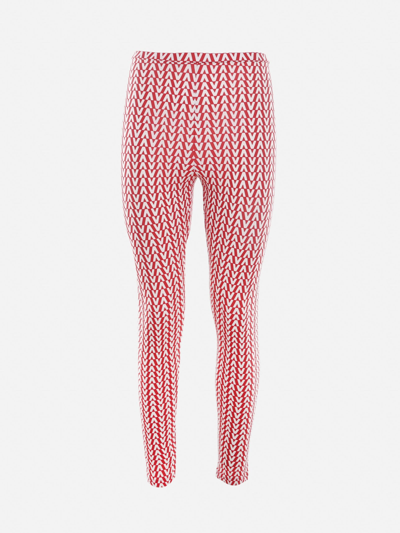 Shop Valentino Stretch Jersey Leggings With All-over Optical  Motif In White