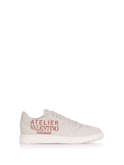 Shop Valentino Atelier Camouflage Edition Sneakers In Natural Rosso