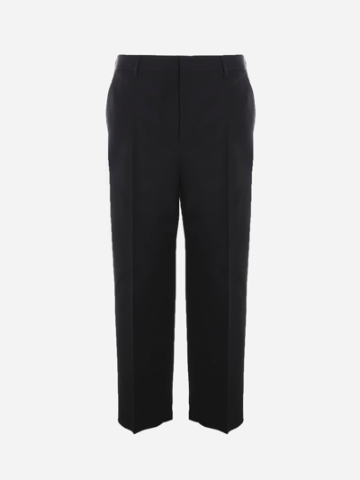 Shop Valentino Straight Leg Trousers In Cotton Blend In Black