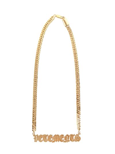 Vetements Gold Gothic Logo Necklace | ModeSens