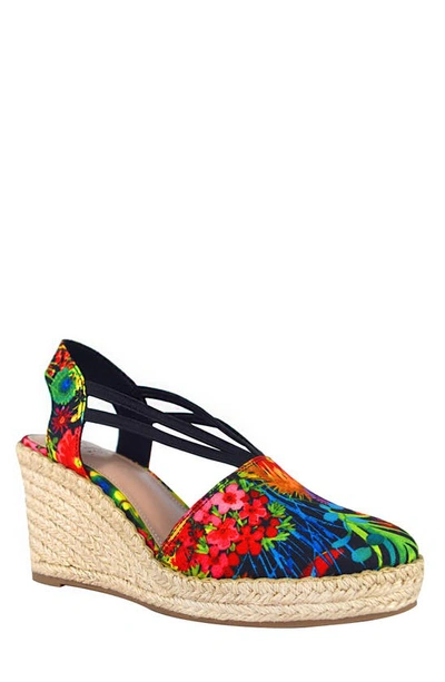 Shop Impo Taedra Stretch Espadrille Platform Wedge Sandal In Tropical Multi