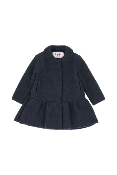 Shop Il Gufo Flared Hem Buttoned Jacket In Navy