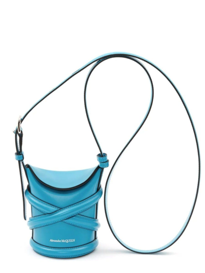 Shop Alexander Mcqueen Blue The Curve Mini Crossbody Bag