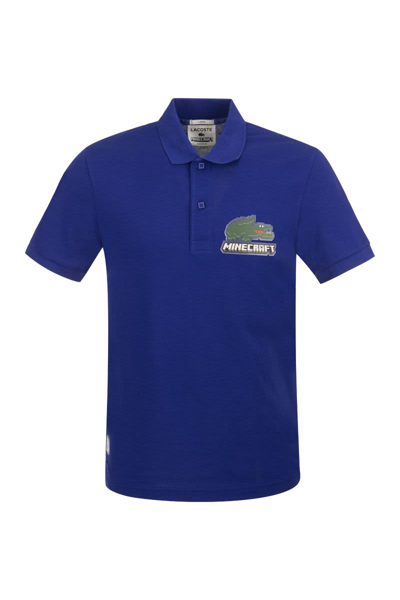 Shop Lacoste "minecraft" Cotton Polo Shirt In Bluette