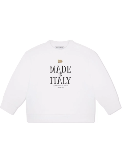 Shop Dolce & Gabbana Made In Italy Cotton Sweatshirt In White