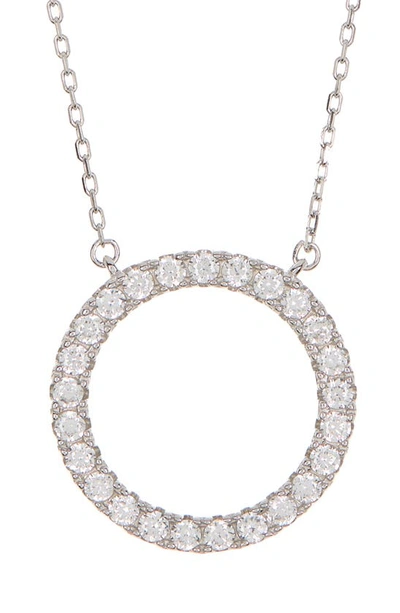 Shop Suzy Levian Sterling Silver Pave Cz Circle Pendant Necklace In White