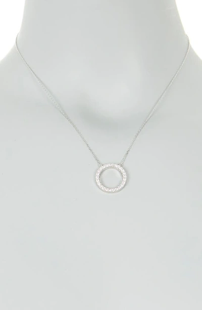 Shop Suzy Levian Sterling Silver Pave Cz Circle Pendant Necklace In White