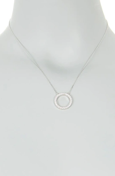 Suzy Levian Sterling Silver Pave Cz Circle Pendant Necklace In White