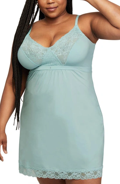 Shop Montelle Intimates Lace Trim Full Bust Support Chemise In Skylight