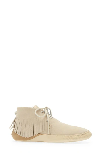 Shop Visvim Kuiva Lace-up Fringed Suede Boot In Beige