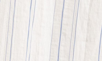 Shop Vince Stripe Shirred Dress In Off White/ Vista Blue