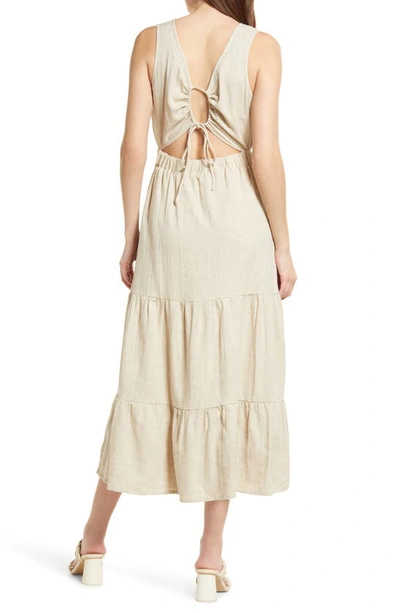 Shop Lost + Wander Coastal Dream Tiered Linen & Cotton Maxi Dress In Oatmeal