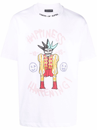 Shop Vision Of Super Cotton T-shirt With Graphic Print In White