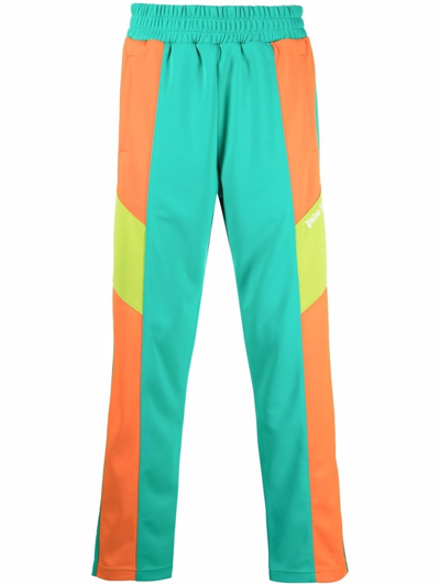 Shop Palm Angels Logo-print Colour-block Track Pants In Green