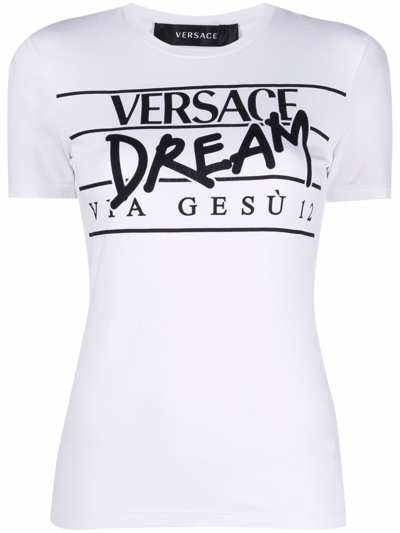 Shop Versace T-shirt With Print In White