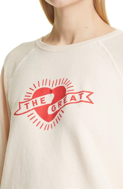 Shop The Great . The Shrunken Graphic Heart Sweatshirt In Whisper Pink