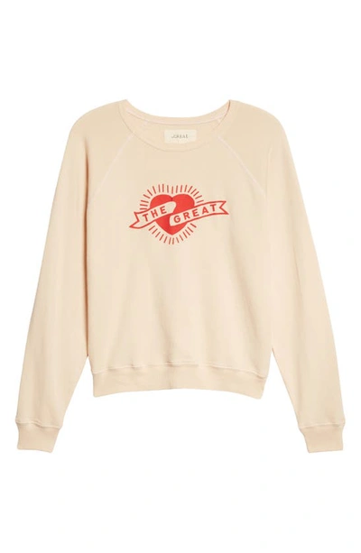 Shop The Great . The Shrunken Graphic Heart Sweatshirt In Whisper Pink