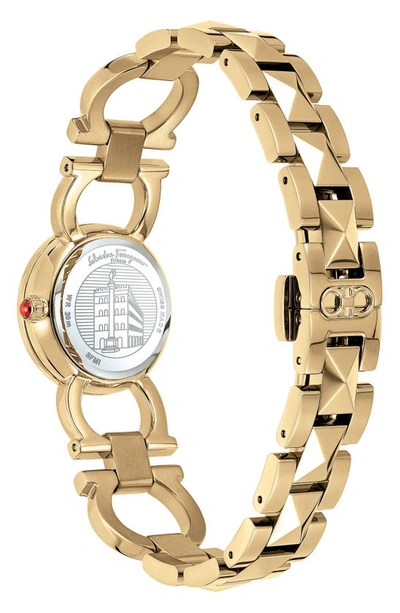 Shop Ferragamo Double Gancini Stud Bracelet Watch, 25mm In Ip Yellow Gold