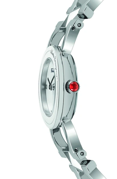 Shop Ferragamo Double Gancini Stud Bracelet Watch, 25mm In Stainless Steel