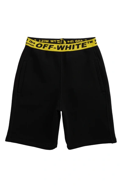 Shop Off-white Kids' Industrial Logo Jogger Shorts In Black Yellow