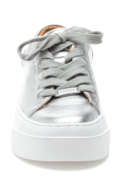 Shop J/slides Jslides Amanda Platform Sneaker In Silver Leather