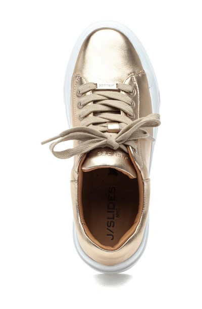 Shop J/slides Jslides Amanda Platform Sneaker In Lt Gold Leather