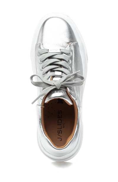 Shop J/slides Jslides Amanda Platform Sneaker In Silver Leather