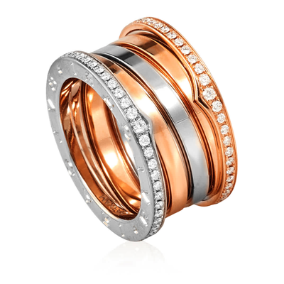 Shop Bvlgari B.zero1 18kt Rose And White Gold Ring In Gold / Pink / Rose / Rose Gold / White