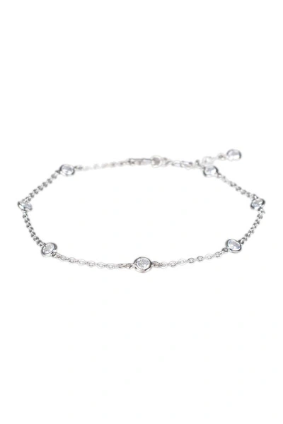 Cz By Kenneth Jay Lane Women's Silvertone & Cubic Zirconia Bezel Station Ankle Bracelet In Clear/silver