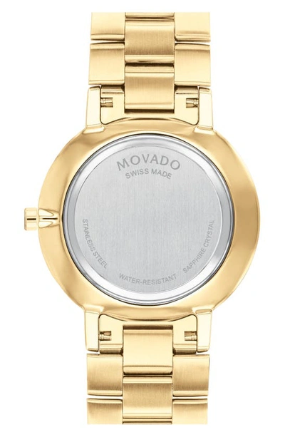 Shop Movado Faceto Diamond Bracelet Watch, 39mm In Gold/ Black