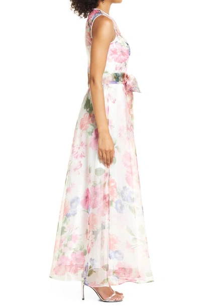 Shop Eliza J Floral Organza Jumpsuit In Piv