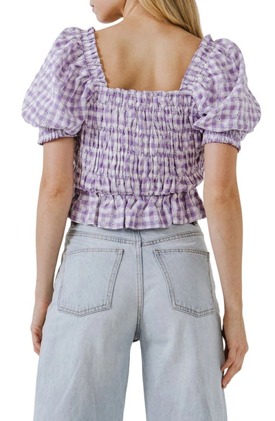 English Factory Embroidered Smocked Top In Purple