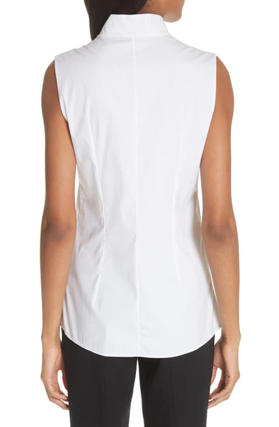 Akris Notched Stand-collar Sleeveless Button-front Blouse In White