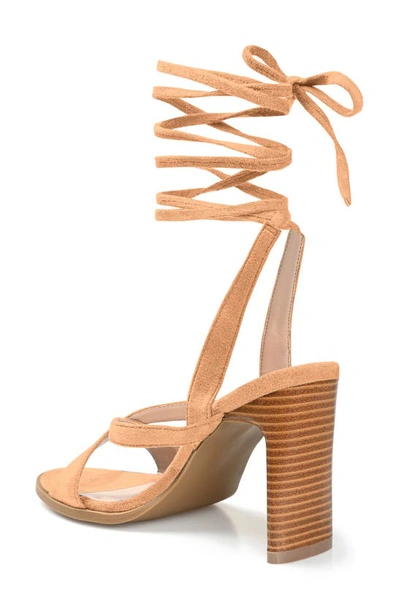 Journee Collection Adalee Womens Round Open Toe Stacked Heel Pumps In Tan