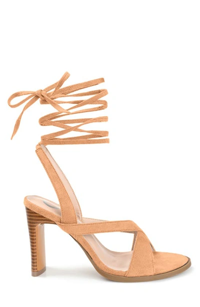 Journee Collection Adalee Womens Round Open Toe Stacked Heel Pumps In Tan