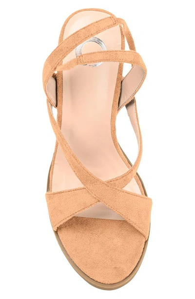 Journee Collection Adalee Womens Round Open Toe Stacked Heel Pumps In Tan