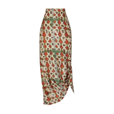 Shop Christoph Rumpf Green Snake Skirt In Green Red Reptile