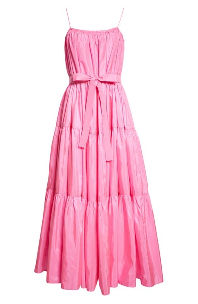 Shop Adam Lippes Silk Taffeta Maxi Dress In Hot Pink