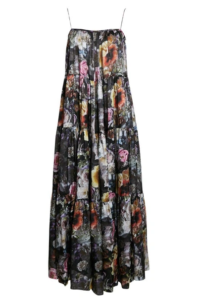 Shop Adam Lippes Floral Print Voile Maxi Dress In Black Floral