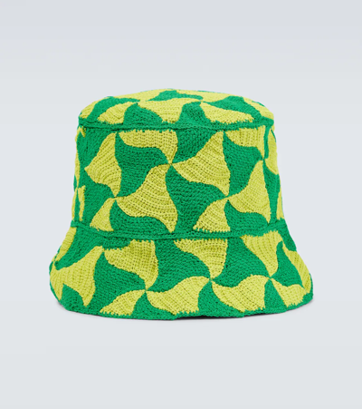 Shop Bottega Veneta Crochet Bucket Hat In Parakeet/kiwi
