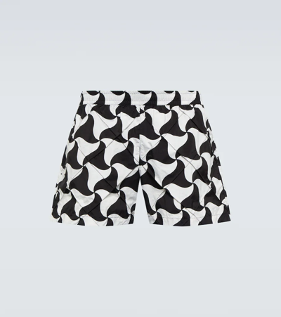 Shop Bottega Veneta Geometrical Print Swim Shorts In Black/white