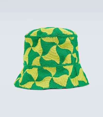 Shop Bottega Veneta Crochet Bucket Hat In Parakeet/kiwi