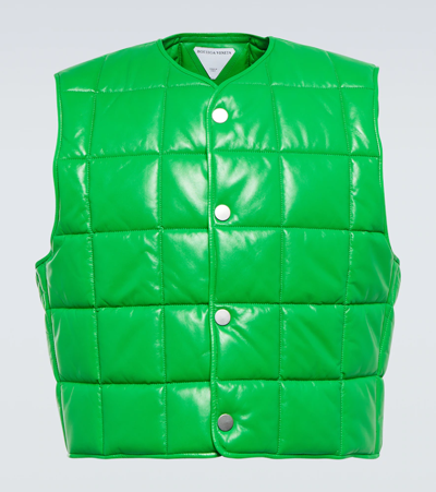 Shop Bottega Veneta Quilted Leather Vest In Parakeet