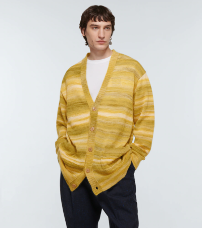 Shop Dries Van Noten Wool-blend Cardigan In Yellow