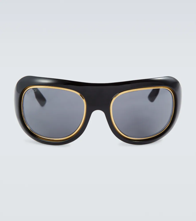 Shop Gucci Acetate Sunglasses In Black-black-grey