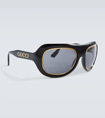 Shop Gucci Acetate Sunglasses In Black-black-grey