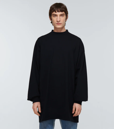 Shop Balenciaga Crewneck Cotton Sweatshirt In Washed Black