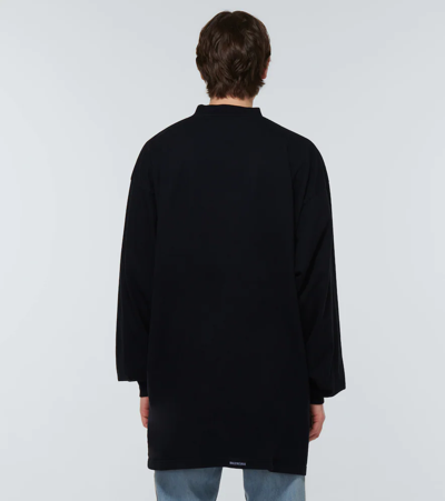 Shop Balenciaga Crewneck Cotton Sweatshirt In Washed Black